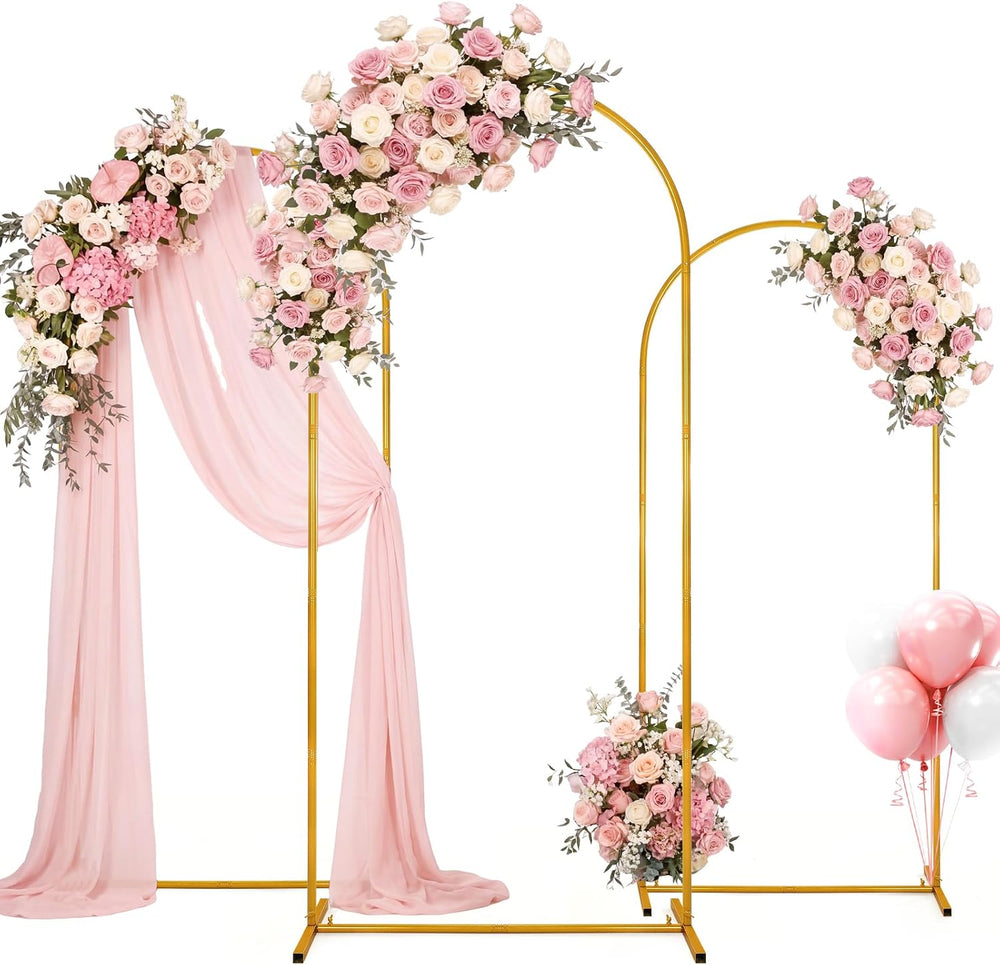 Gold Arch Backdrop Stand Set of 3, 7.2FT 6.6FT 6FT Balloon Arch Stand