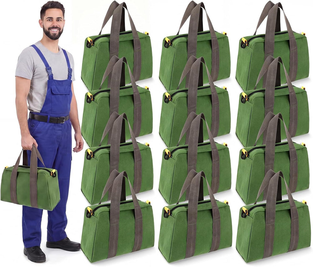Shinylin 12 Pack 12" Small Tool Bags Bulk Heavy Duty Canvas Utility Bags