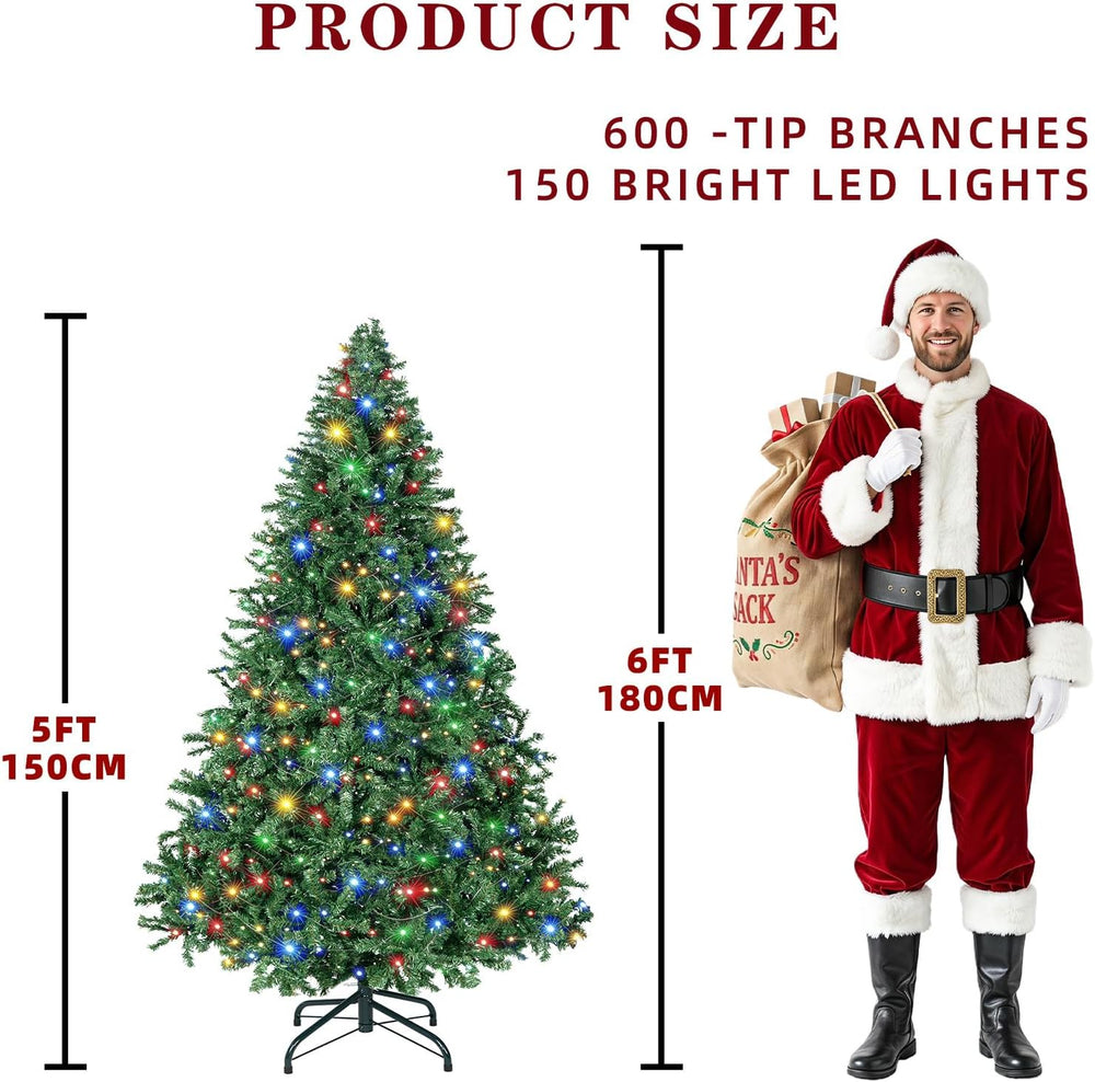 5FT PreLit Spruce Artificial Christmas Tree with Colorful LED Lights & Base