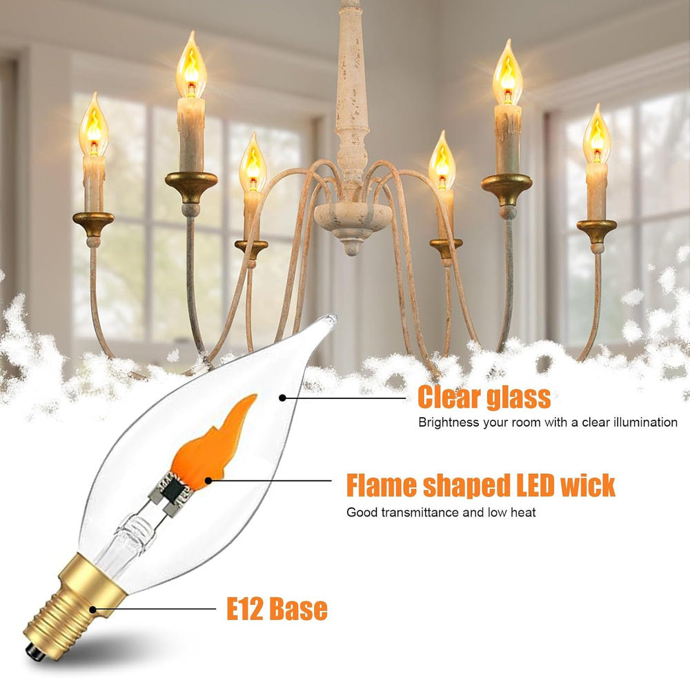 Flame Light Bulb E12 LED Realistic Flickering Fire Candelabra Decorations