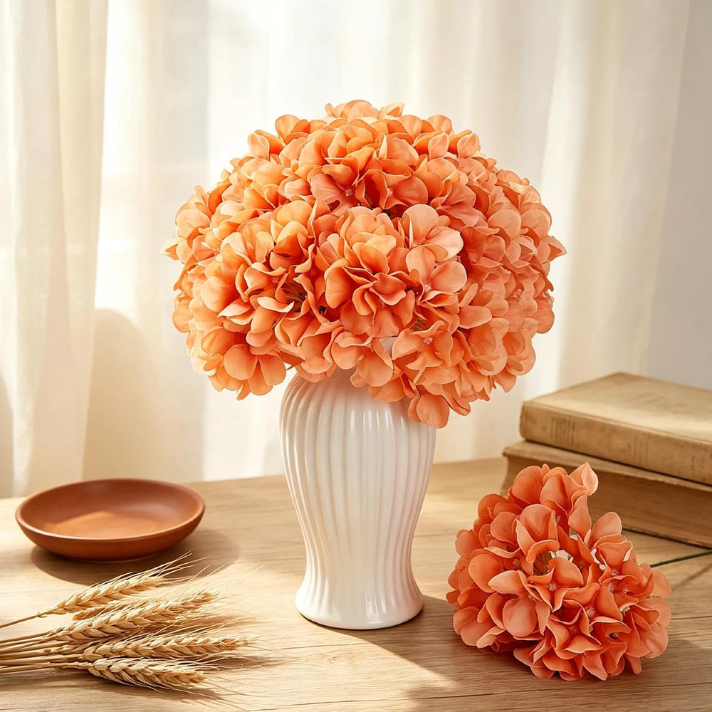 Light Brown Hydrangea Artificial Flowers Bulk with Stems 64 Pcs