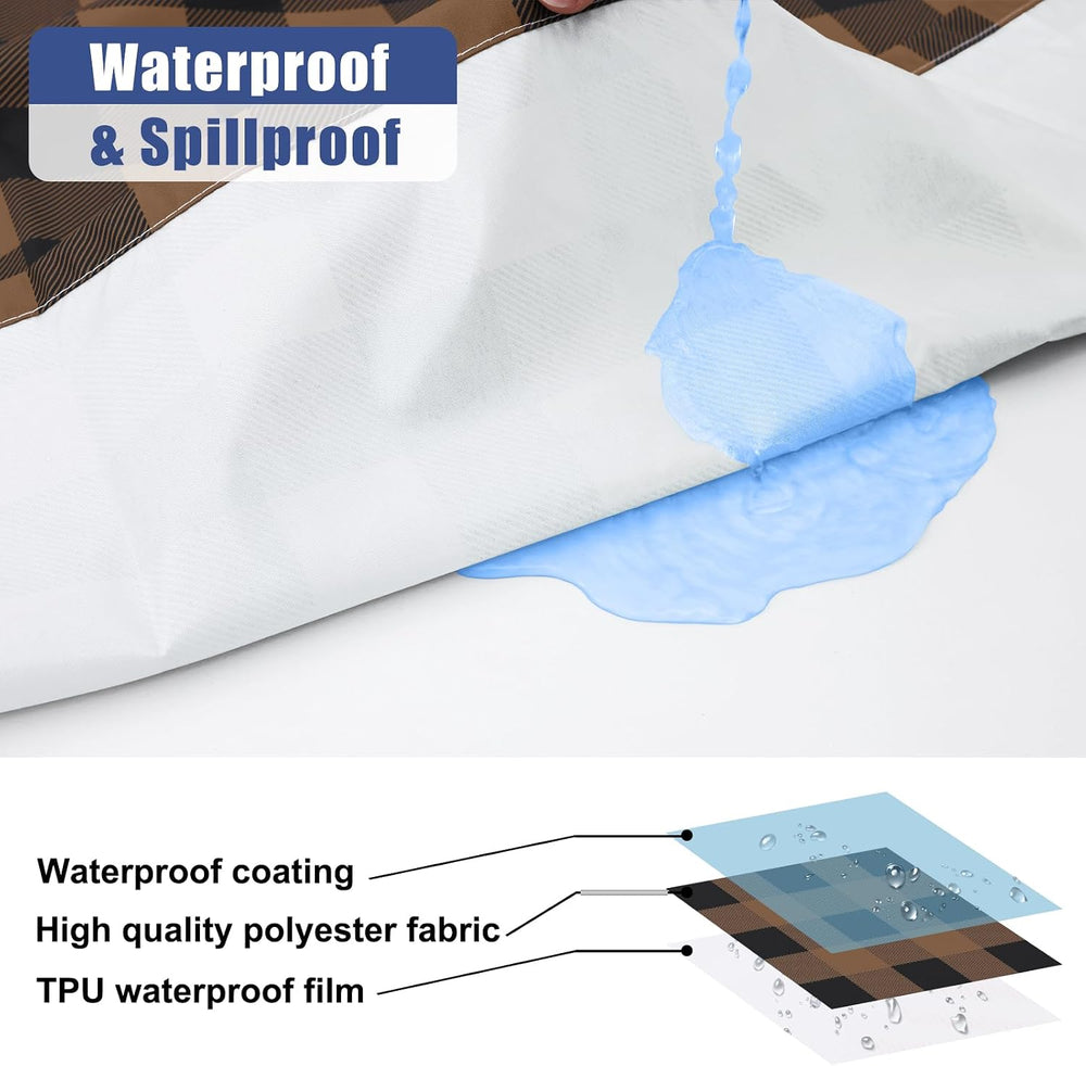 Smiry 8 Foot Picnic Table Cloth 2 Pack, Elastic Fitted Polyester Tablecloth