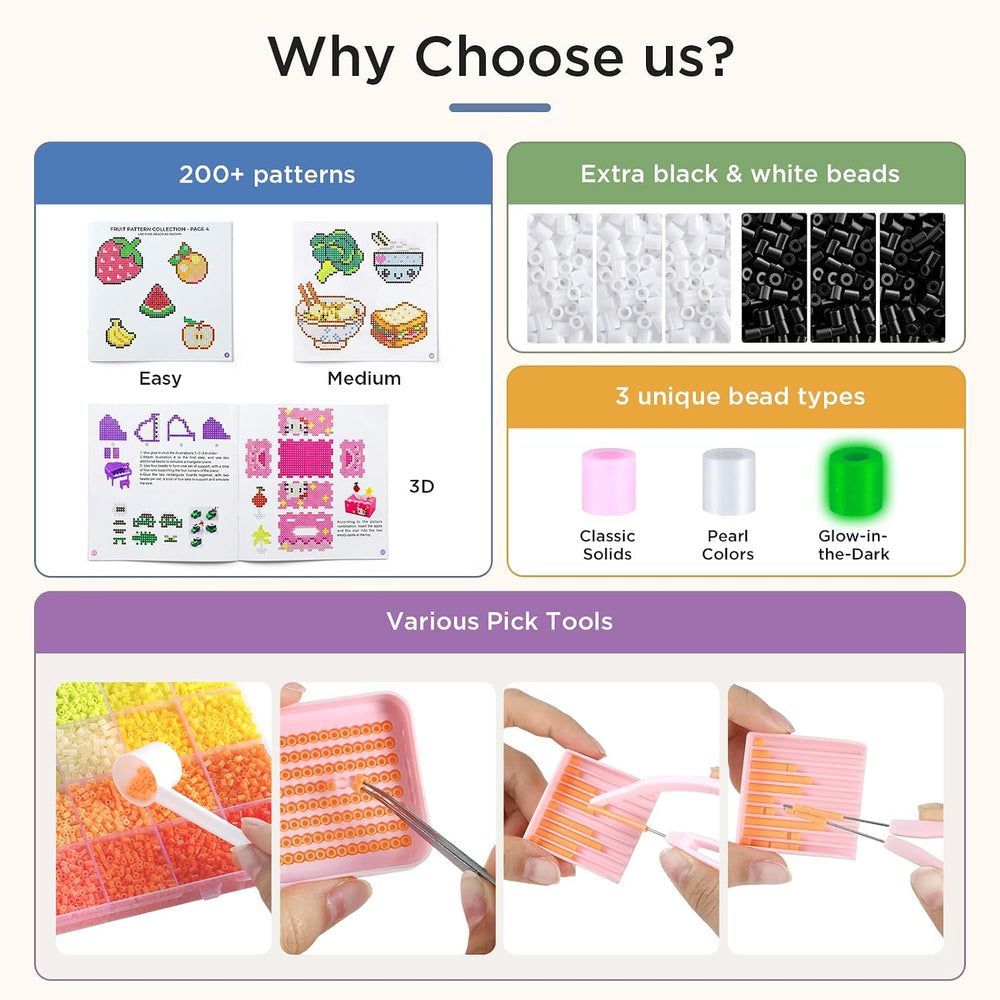 Zefy 48,000 Pcs Mini Fuse Beads Kit, 92 Colors 2.6mm Melty Beads