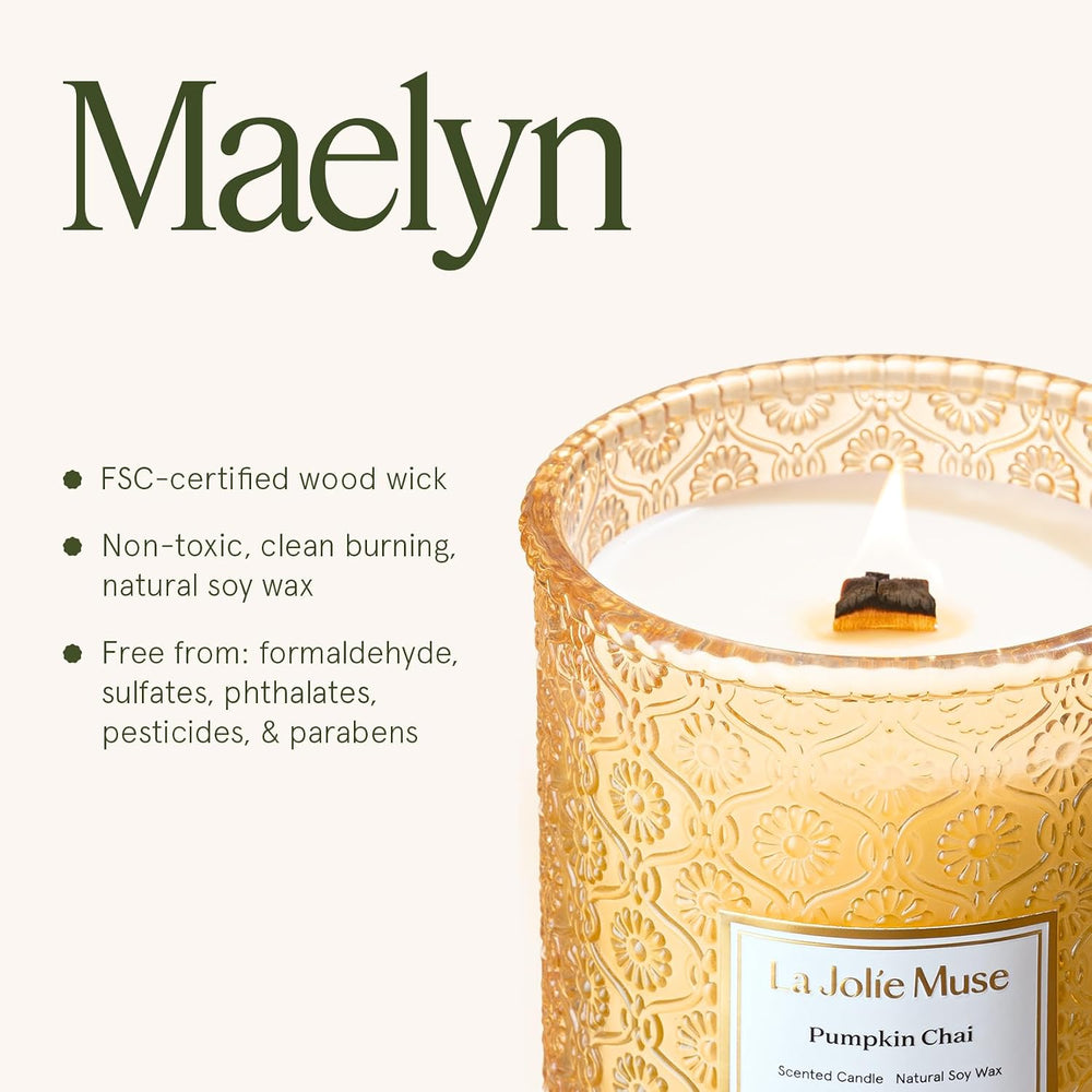 LA JOLIE MUSE Pumpkin Chai Scented Candles for Home, 19 oz Natural Soy Wax