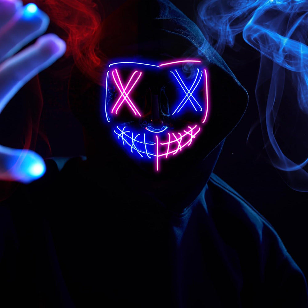 JOYIN Halloween Led Mask, Light Up Mask and Gloves for Cosplay Costume (Pink ...