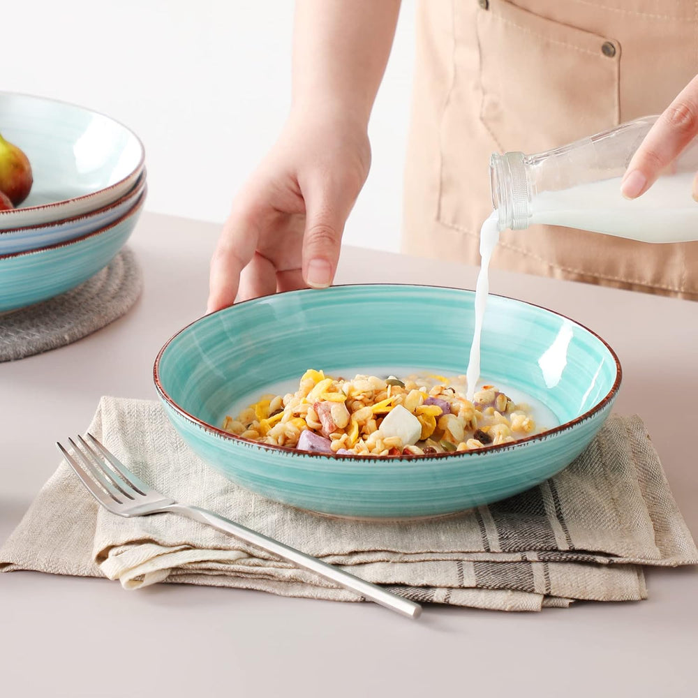 vancasso Bonita 38 oz Ceramic Pasta Bowls Set of 6, Microwave & Dishwashe...
