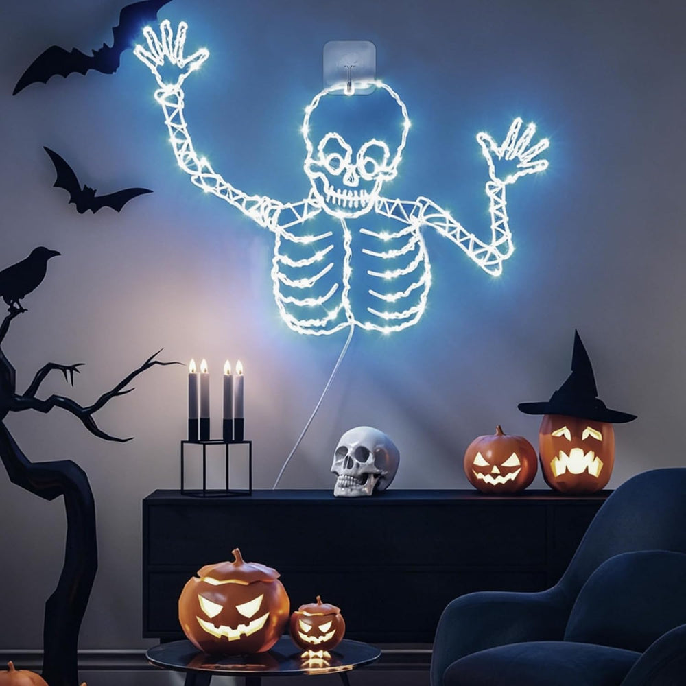 21Inch Halloween Skull Window Lights Skeleton Timer Window Light Decor