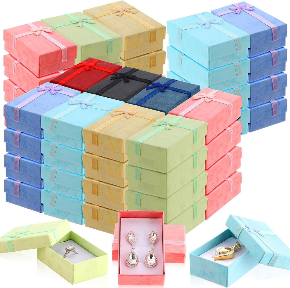 Batiyeer 240 Pcs Small Jewelry Ring Earring Bulk Gift Box with Ribbon Bow