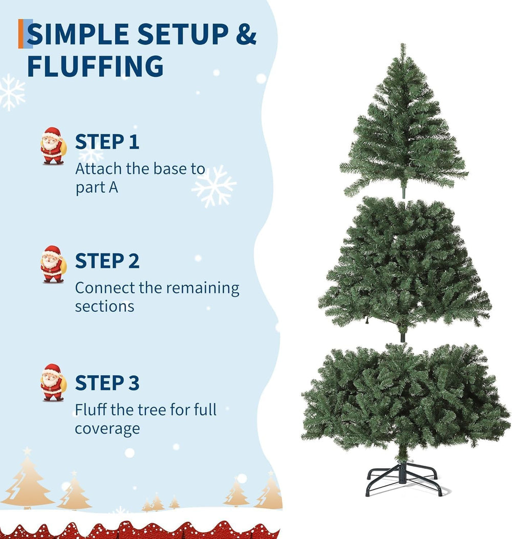 GarveeHome 7.5 ft Artificial Christmas Tree Prelit, Green Xmas Tree