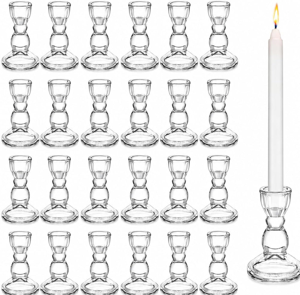 Lanttu 24 Pcs Candlestick Holders Bulk 3.55''x2.56'' Taper Ca...
