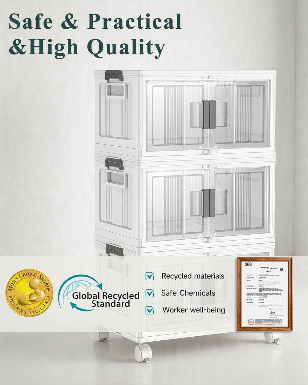 OlarHike 97QT Storage Bins with Lids for Closet, Garage, Shelves, 5 Pack