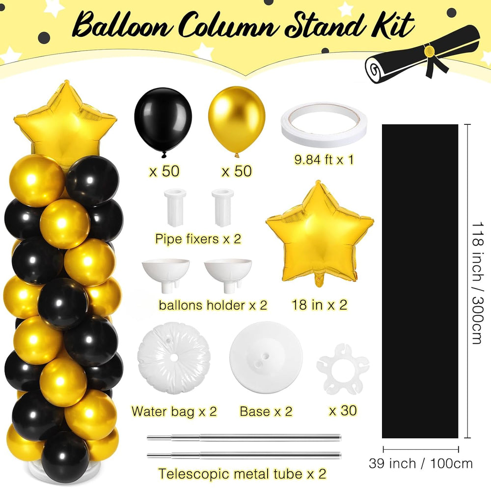 2 Sets of Balloon Column Stand Kit with 2 Star Balloons 100 Latex Balloons 2 ...