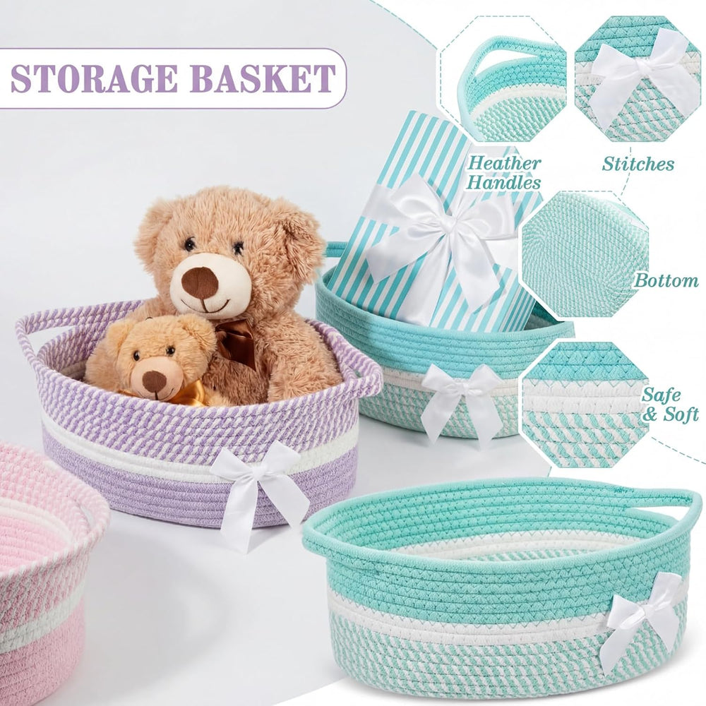 Colingmill 3 Pack Small Empty Gift Baskets, Pastel
