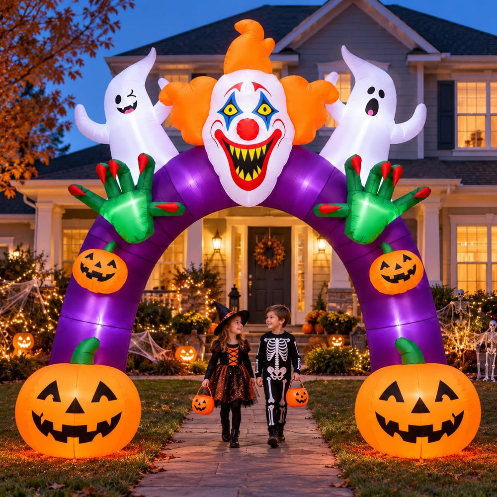 12 FT Halloween Inflatables Clown Archway Outdoor Decorations, Giant Scary Ha...