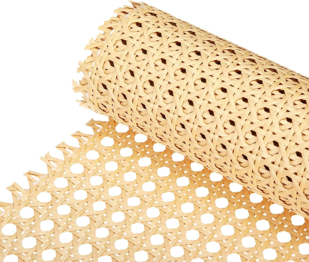 MECCANIXITY 24 Inch x 6.5 ft Plastic Rattan Cane Webbing Roll, Rattan Color