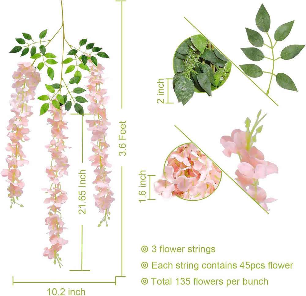 U'Artlines 24 Pack(Total 43.2 Feet) Artificial Fake Wisteria Vine Rattan ...