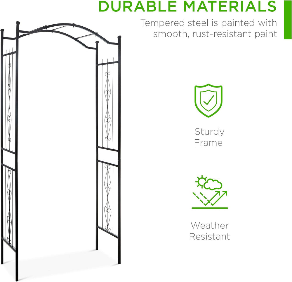 Best Choice Products 92in Steel Garden Arch Arbor Trellis for Outdoor, Yard, ...