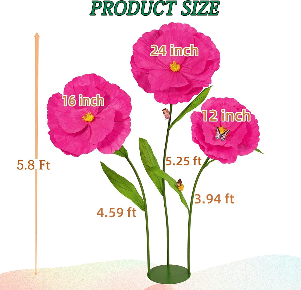 5.8 Ft Giant Artificial Flowers, Large Paper Flower with Stand
