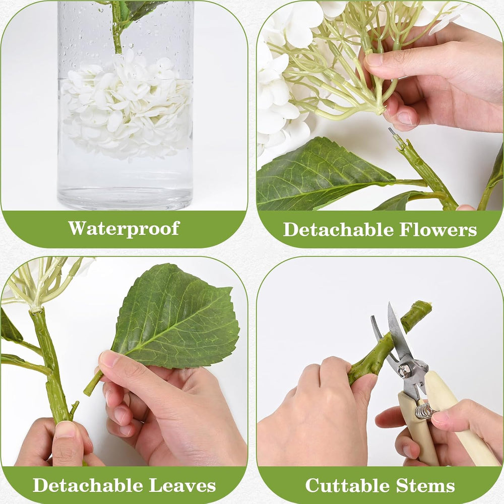 Artflower 4Pcs Real Touch Hydrangea Artificial Flowers, 22.5'' White ...