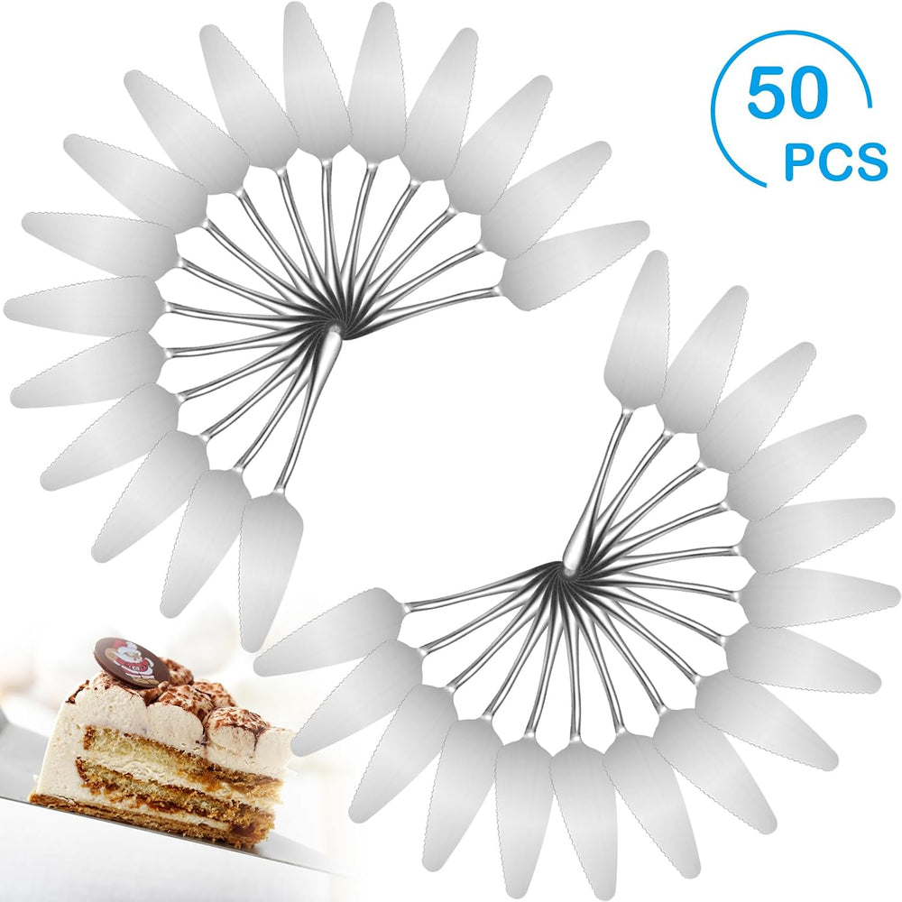 Baderke 50 Pcs Pie Server Pizza Cake Spatula Stainless Steel Serrated