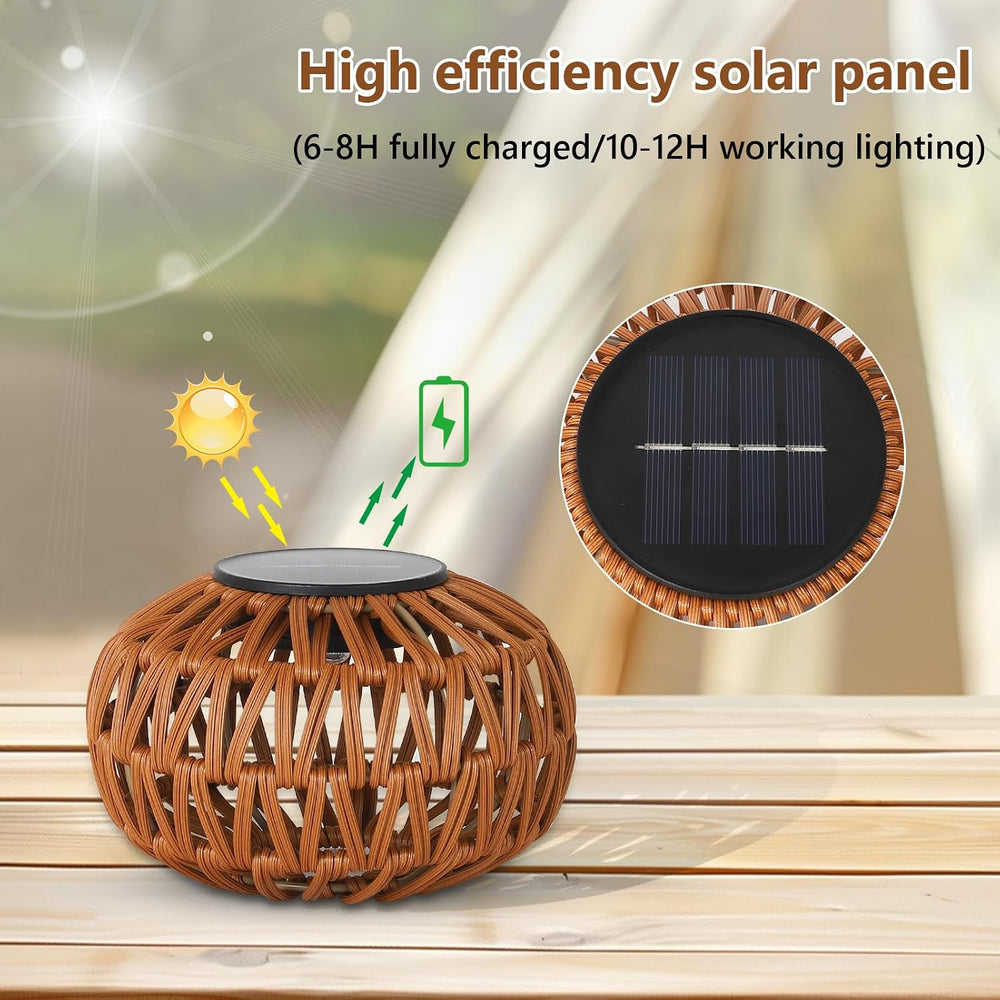 2 Pack Solar Lanterns Outdoor Waterproof, Outdoor Table Lamp Decor, Rattan So...