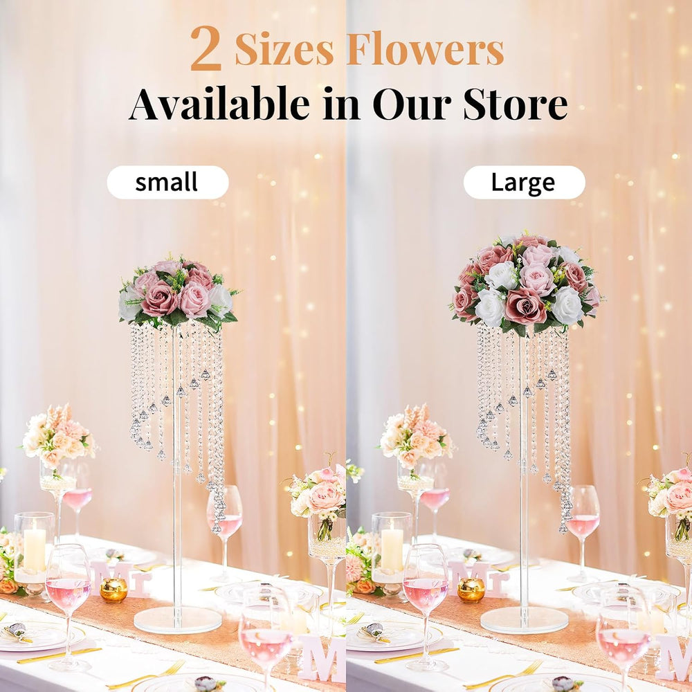 NUPTIO Large Artificial Flower Centerpieces: Dusty Rose & White Fake Balls