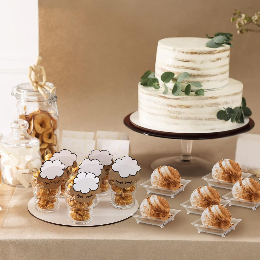 300 Pcs 2.4'' Clear Mini Dessert Plates 1oz Square Appetizer Plates