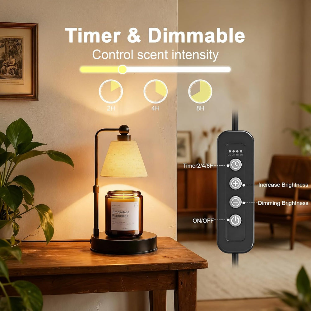 Candle Warmer Lamp with Timer, Dimmable, Adjustable Height, Modern Farmhouse ...