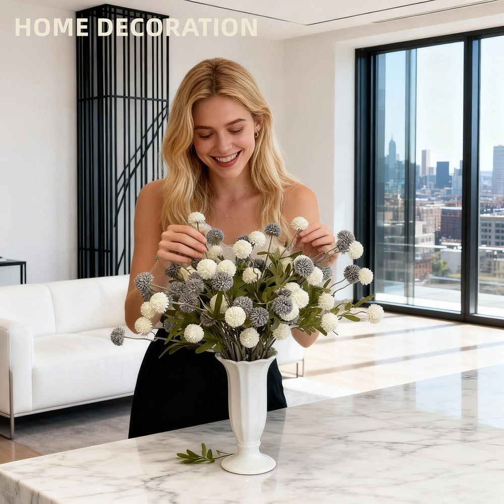Artificial Flowers for Vase 10 Pcs, 20 Inch Fake Mums with Long Stems