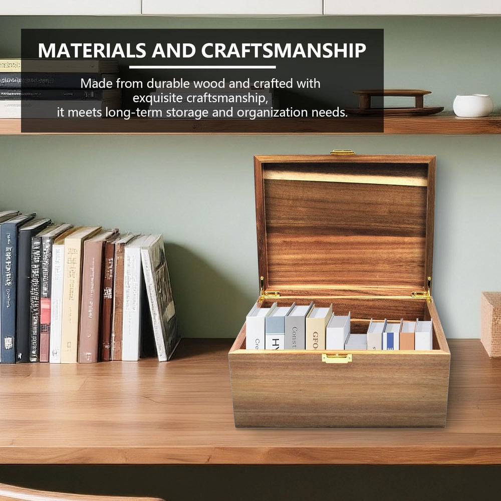 Large Wooden Storage Box with Hinged Lid, Acacia Wood Keepsake Chest