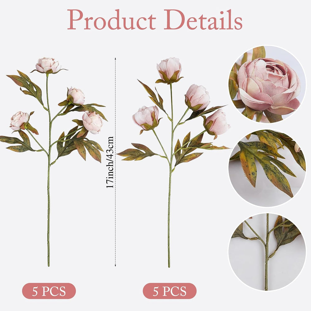 10 Pcs Peonies Artificial Flowers,Faux Flowers For Vase Home Decor