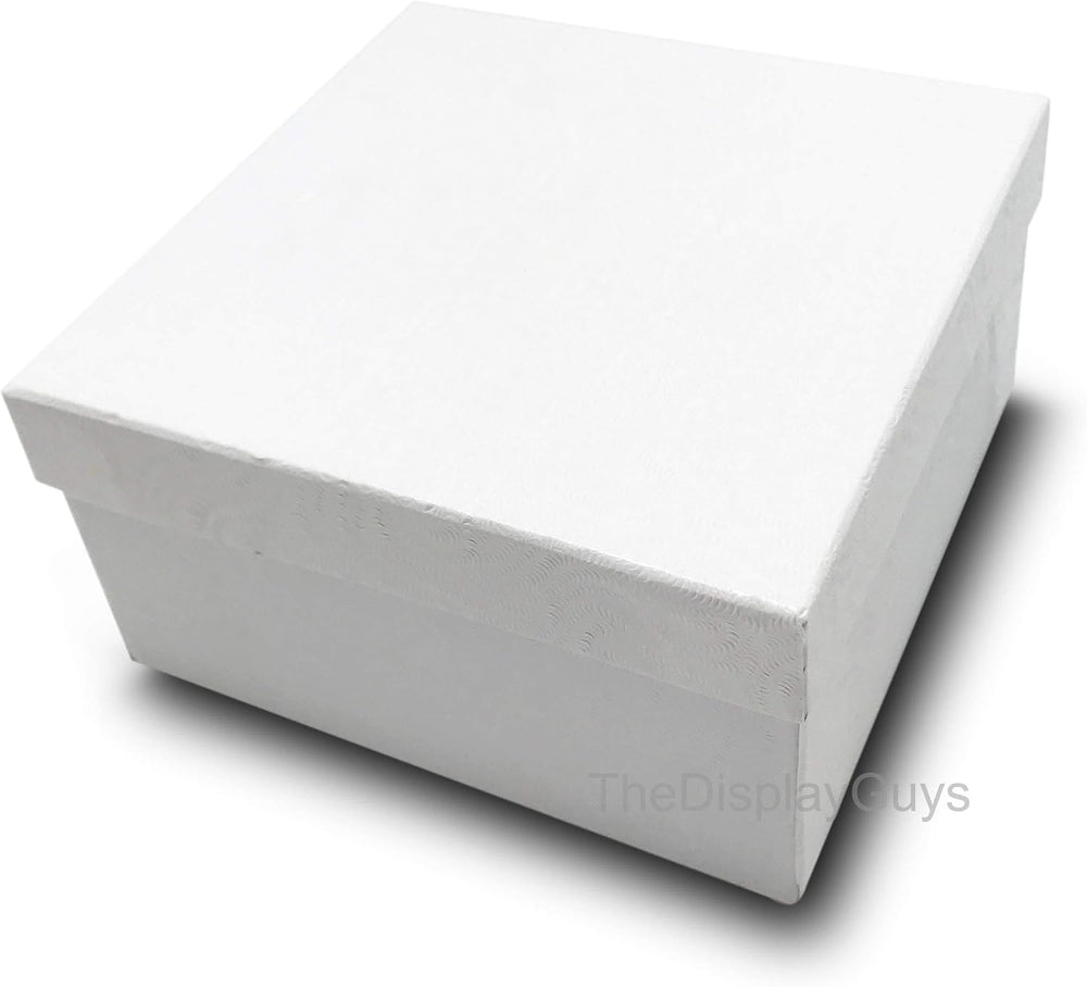 TheDisplayGuys 25 Cardboard Jewelry Gift Boxes with Inserts - White Swirl