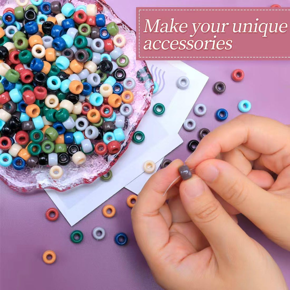 IOOLEEM 8050pcs Earth-Tone Colors Pony Beads, Beads for Crafts, Hair Beads, B...