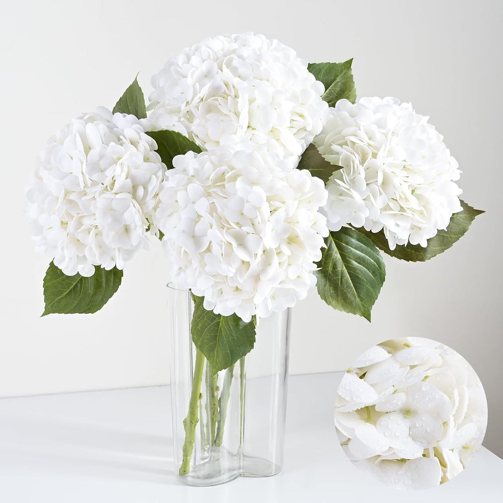 Artflower 4Pcs Real Touch Hydrangea Artificial Flowers, 22.5'' White ...