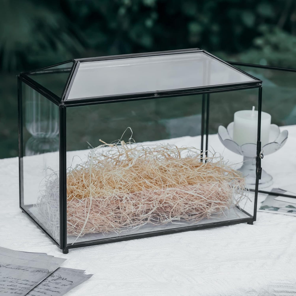 NCYP Small Wedding Glass Cards Box with Slot and Lock, 10.2 x 5.9 x 7.9 Inch,...