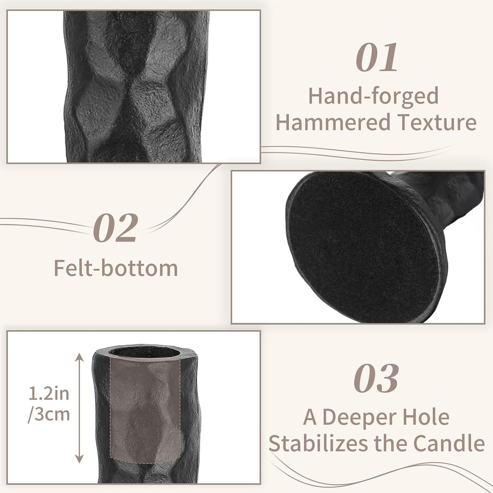 Sziqiqi Black Iron Candlstick Holders: Cast Iron Taper Candle Holder
