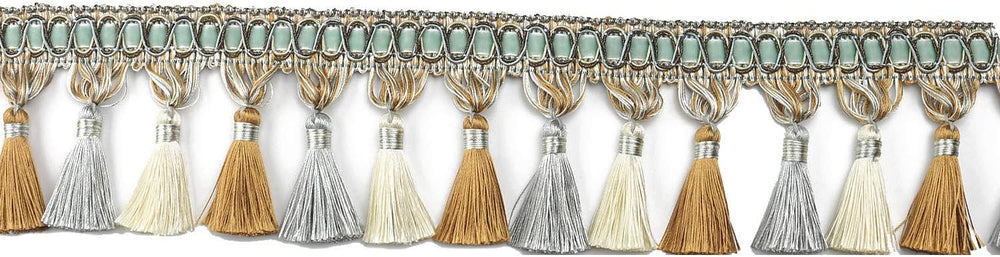 6.5 Yard Handmade Tassel Fringe Trim Hand Knitting-Blue