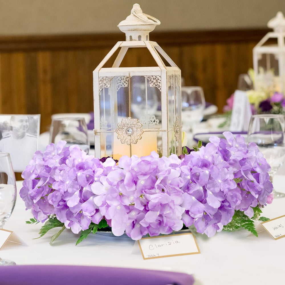 Tigeen 100 Pcs Lavender Hydrangea Artificial Flowers Bulk, 7.48 Inch