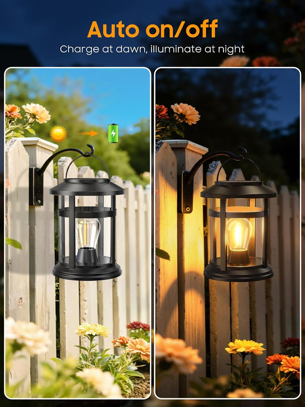 Solar Lantern Outdoor Waterproof, 2 Pack Bright Hanging Solar Lights for Outs...