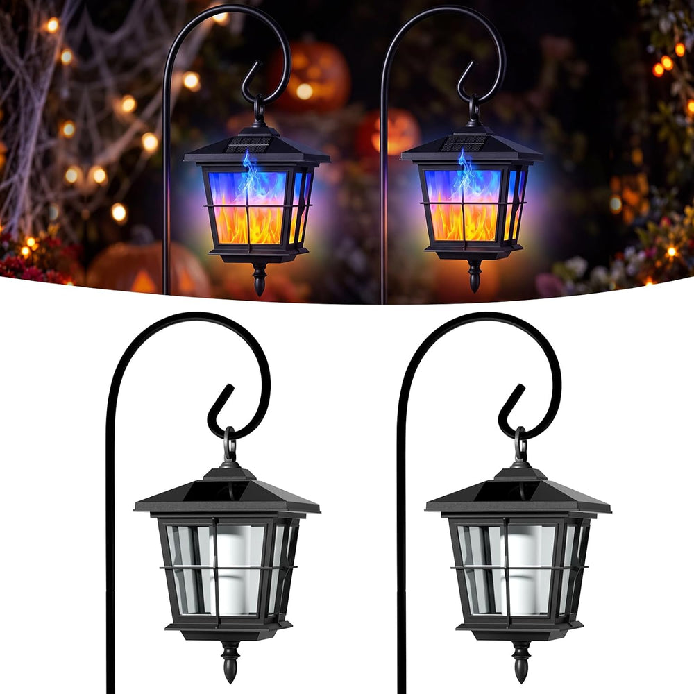 VOLISUN 2 Pack Solar Flickering Flame Hanging Lanterns