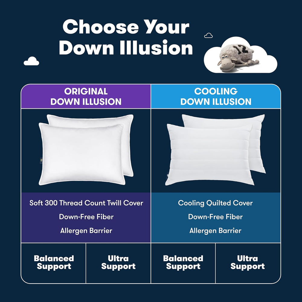Serta Down Illusion Balanced Support Cotton Pillows,Standard/Queen (2 Pack)