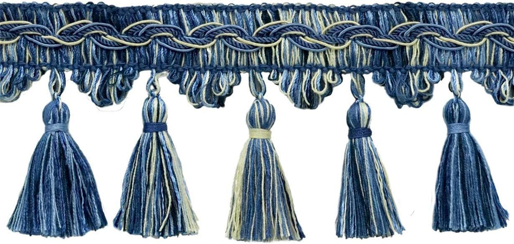 3 1/2" (8.5cm) Veranda Collection Elegant Scalloped Tassel Fringe Trim (...