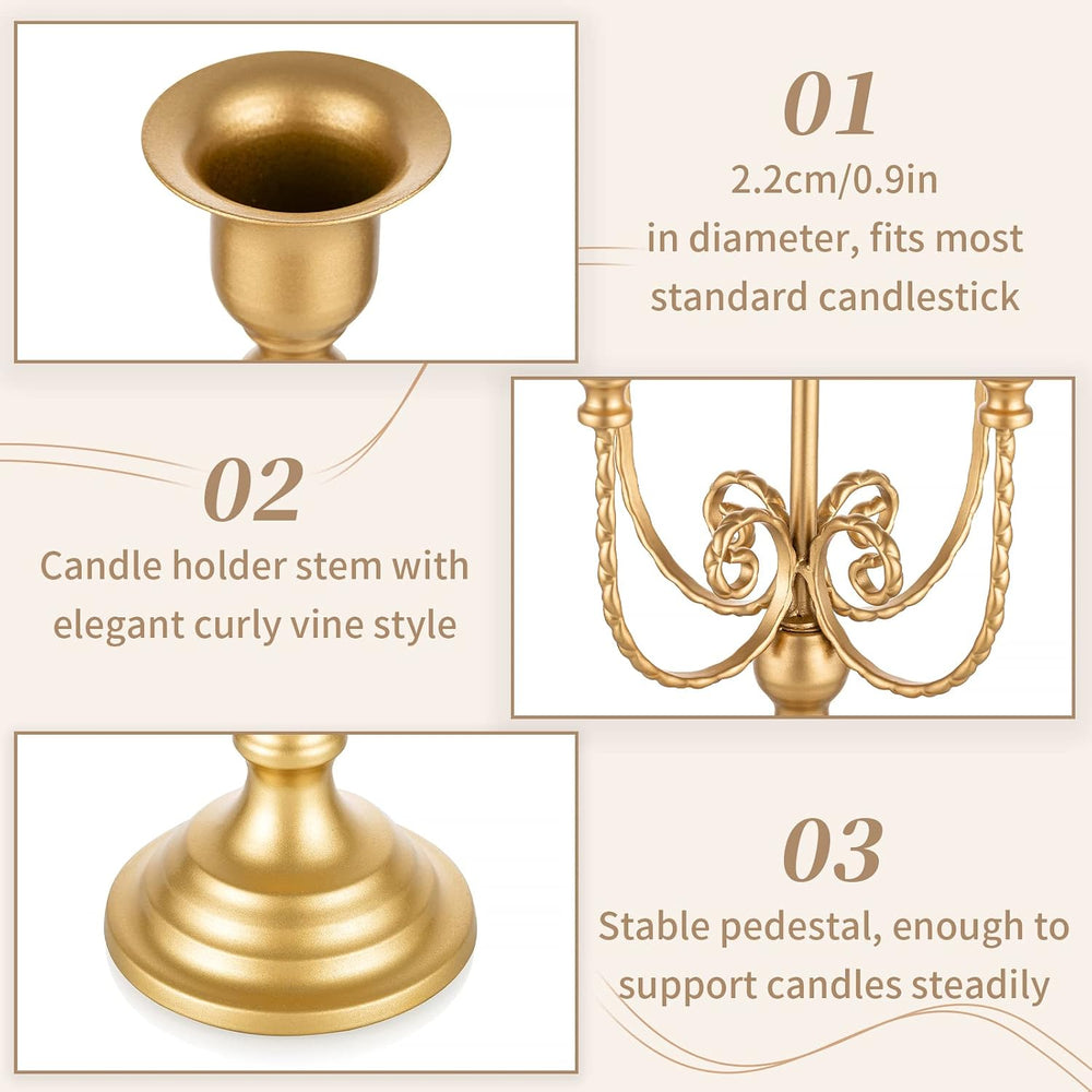 Sziqiqi Gold Candelabra Candle Holders for Wedding Centerpieces, 5 Arms