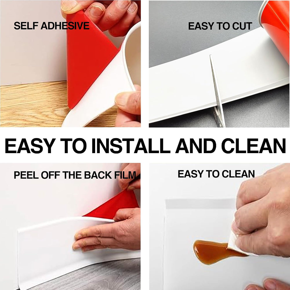 White Wall Molding Trim 4 Inch x 20 Feet, Wall Base Baseboard Molding Trim Fl...