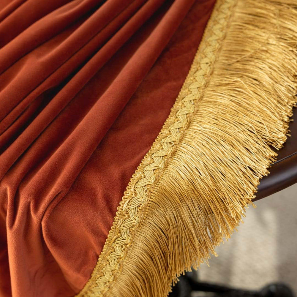 F-CHU Luxury Burnt Orange Tablecloth Thickset Velvet Tablecloth 60x60IN