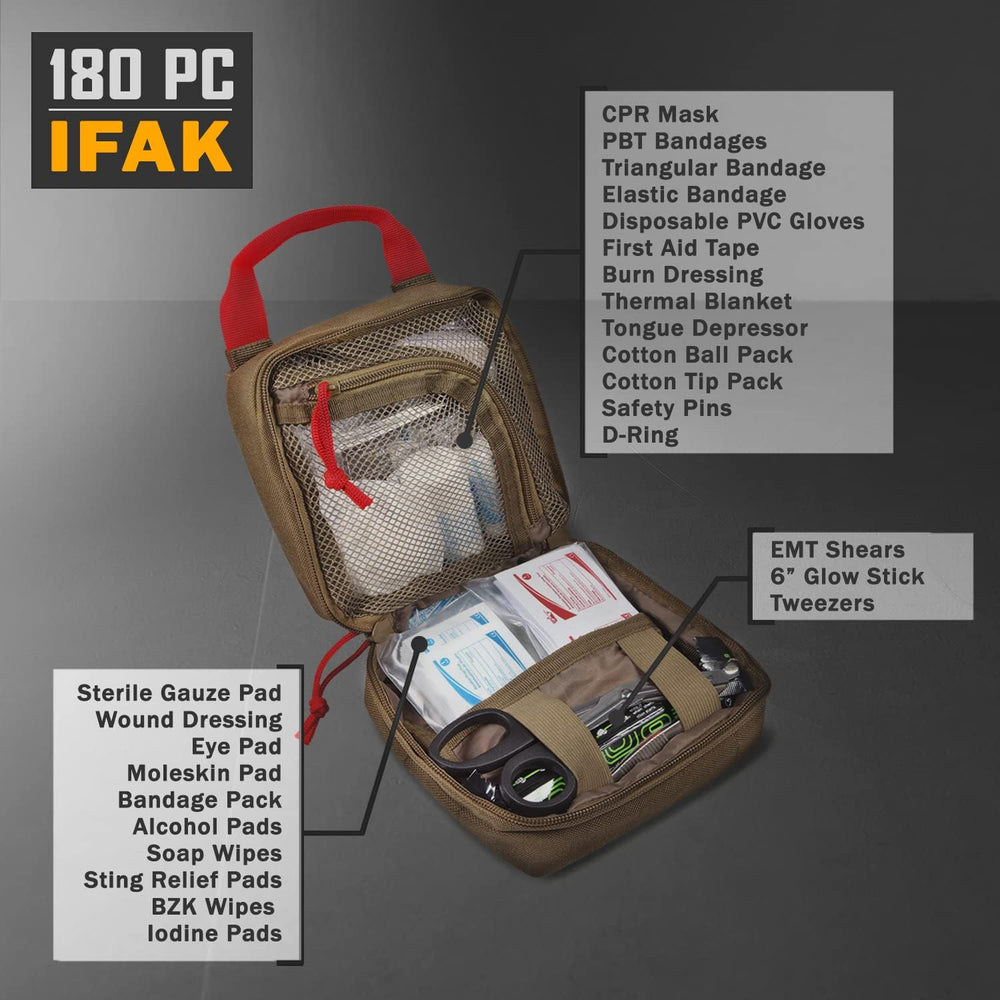 Everlit 180 Pieces Tactical First Aid Kit IFAK Molle EMT Pouch Outdoor Campin...