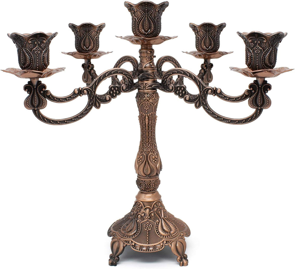 Metal Candelabra 5-Candle 10.1 Inch Tall Candle Holder Stick for Home Wedding...