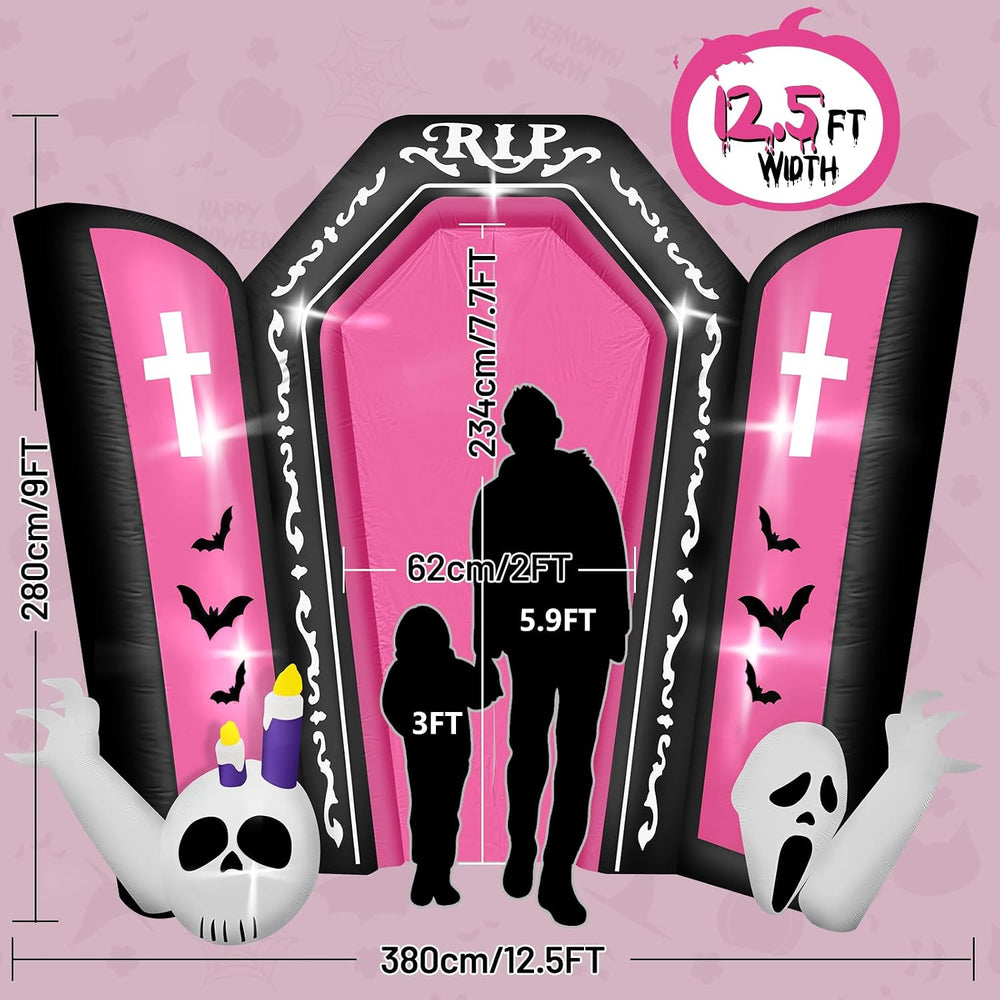 Kalolary 12.5 FT Halloween Inflatables Spooky Gravestone Outdoor Decoration