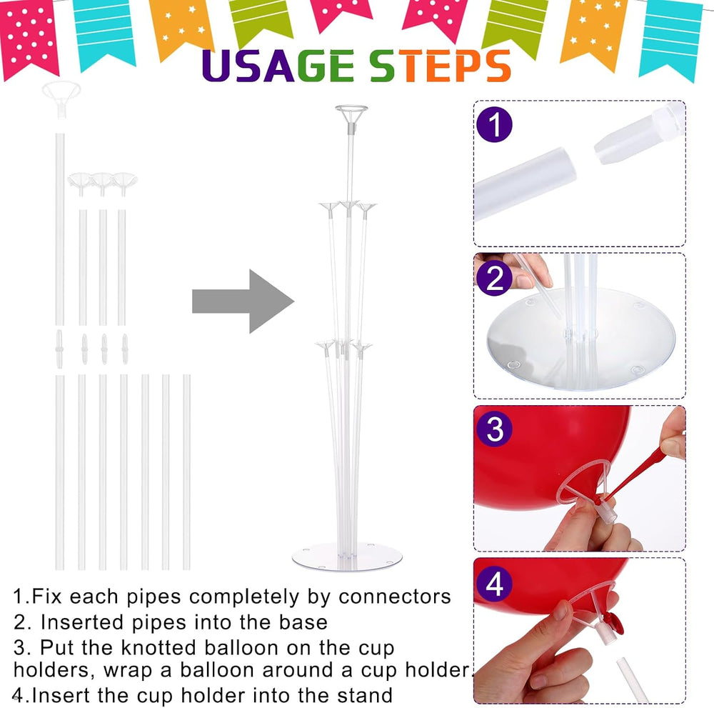 Viorawhite 8 Set Balloon Centerpieces for Table Stand, Rainbow