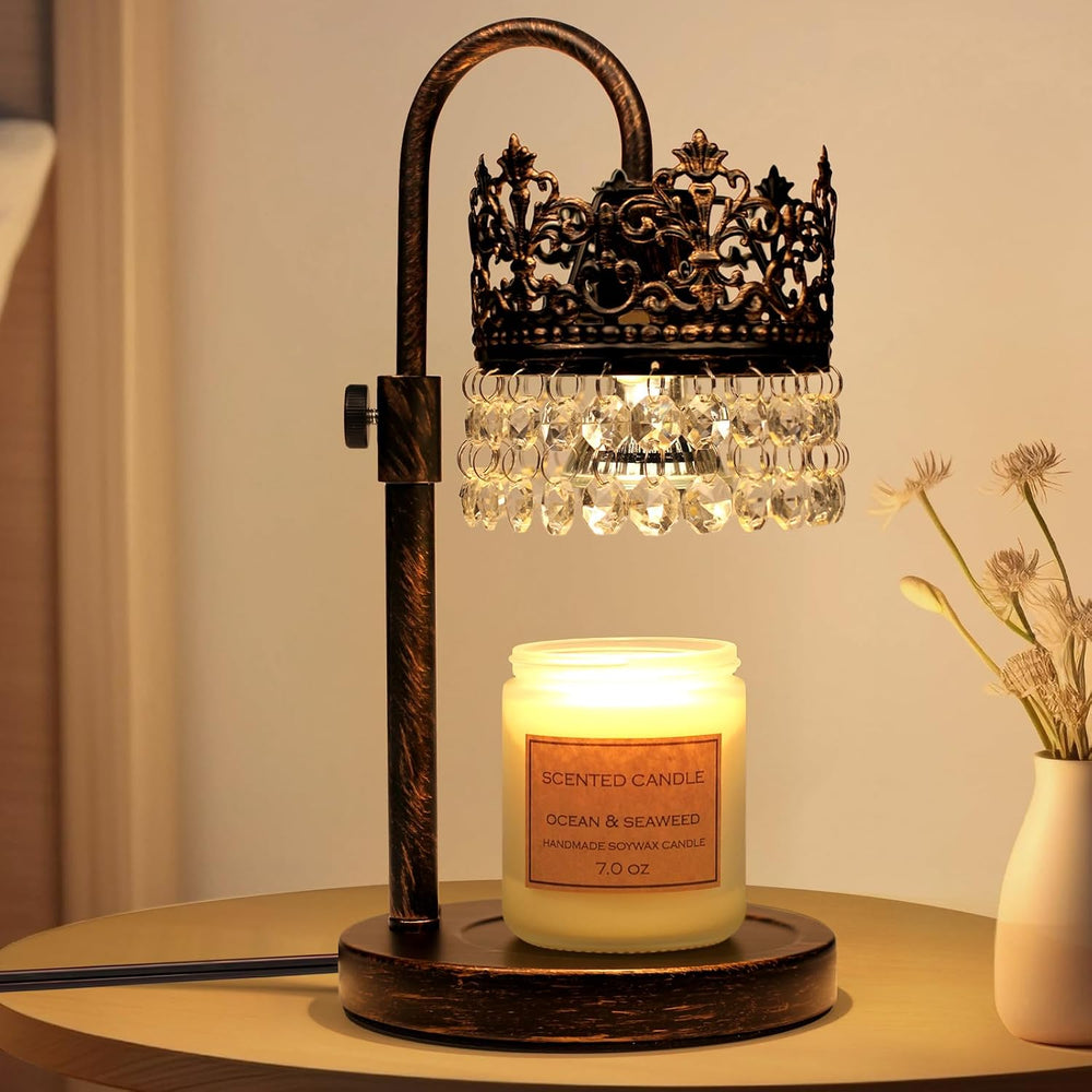 Candle Warmer Lamp with Timer Dimmer Adjustable Height with 2 Bulbs Crystal C...